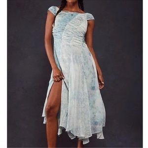 Free People Heart to Heart Floral Midi Dress in Ocean Combo
